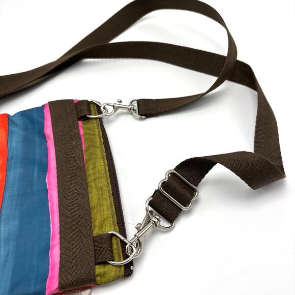 LeSportsac Multicolor Bag 3 Zip Crossbody Purse Rainbow Striped Boho Retro Y2K - Picture 6 of 9